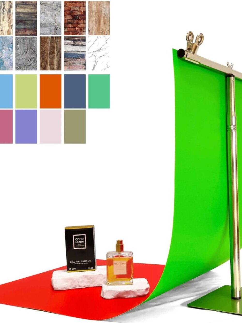 24 Colors Small Product Backdrops Photography Background Paper with Stand 12PCS